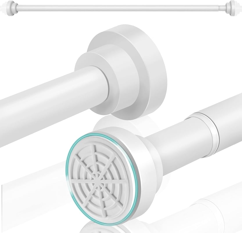 Rozsuwany drążek do garderoby, drążek do zasłon prysznicowych, drążek do zasłon, regulowany, nierdzewny drążek napinający (biały, 65-100 cm)