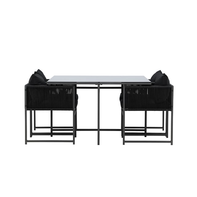 Noto zestaw ogrodowy 1 stół jadalny, 2 krzesła czarne.