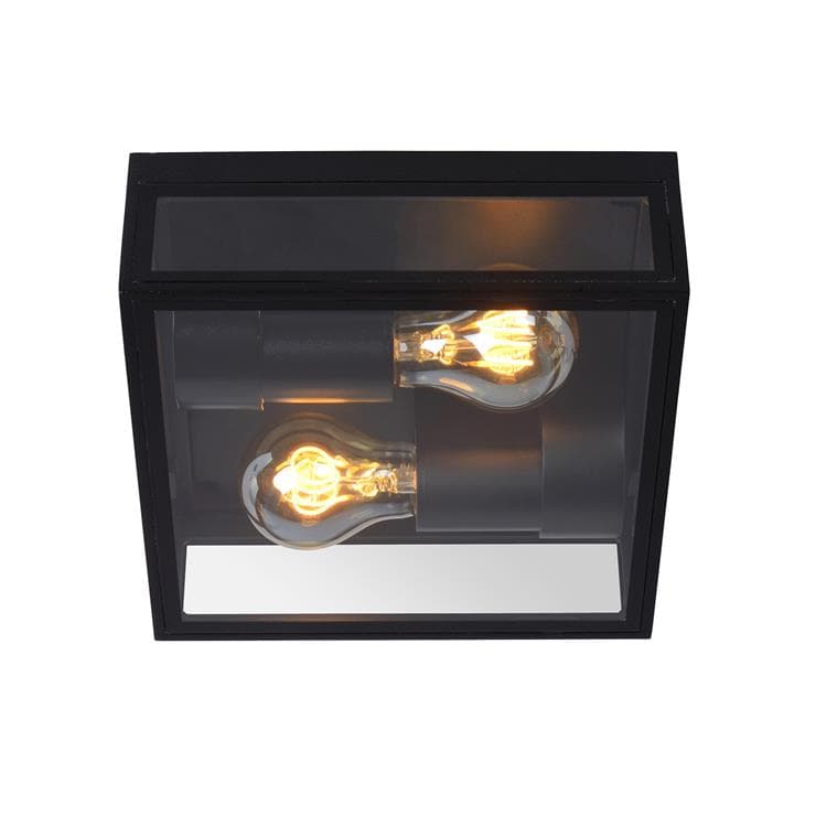 Kinkiet DUKAN czarno-przezroczysty 2xE27x40W metal wym:22x22x9cm IP65 Lucide