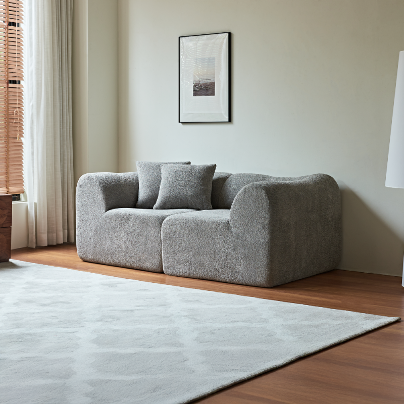 Divano 2 posti in velluto moderno con cuscini – Divano compatto per salotto, ufficio e appartamento – Design morbido per un comfort duraturo - 4