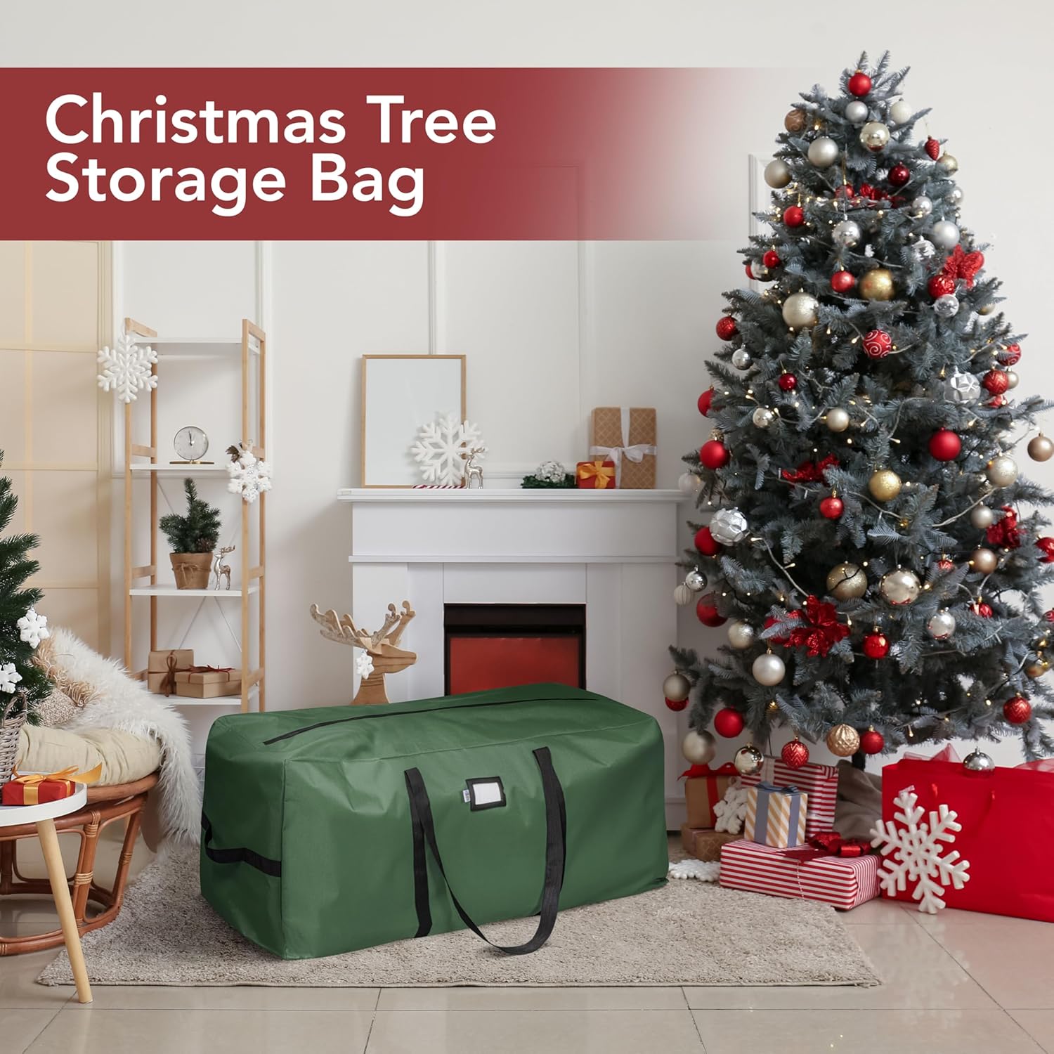 Sac de rangement pour sapin de Noël, sac de rangement étanche pour sapin de Noël artificiel, anti-poussière, Oxford 210D, 122 x 38 x 51 cm - 8