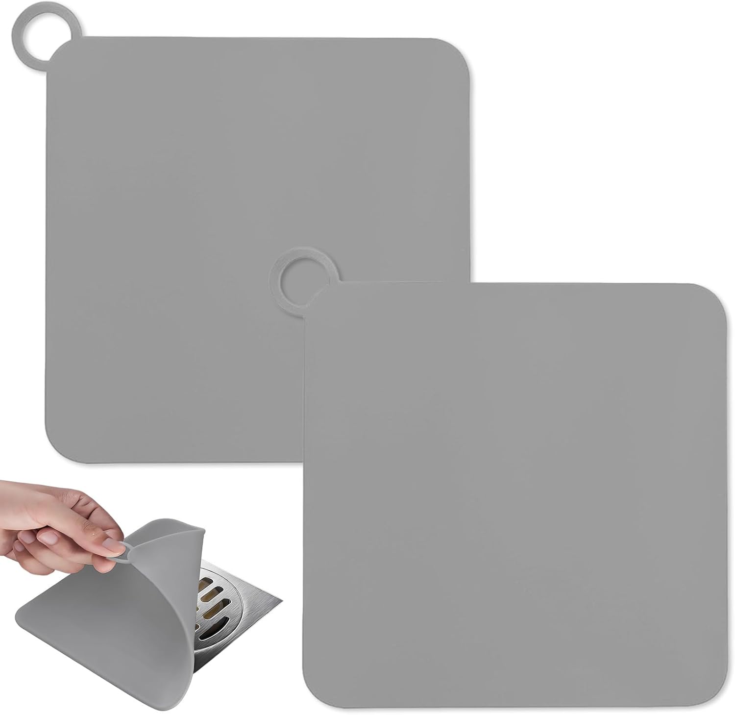 2 bucăți dopuri de scurgere anti-mișcare din silicon, clapetă etanșă pentru chiuvetă, cadă și canalizare 15*15cm