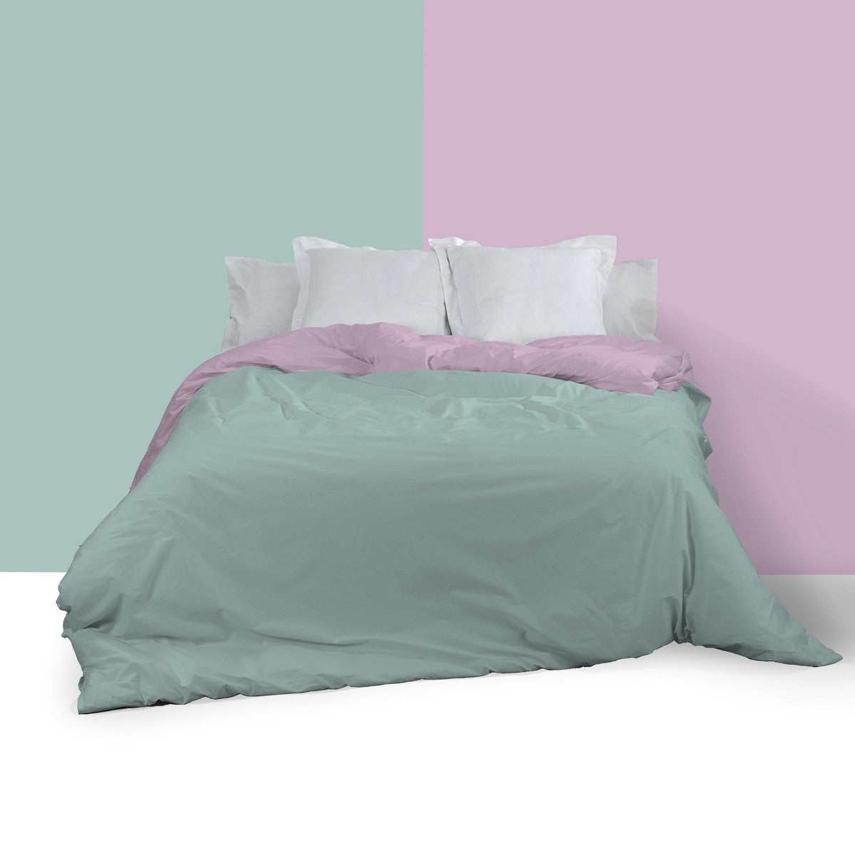 Funda nórdica reversible algodón aqua-malva - 180/200