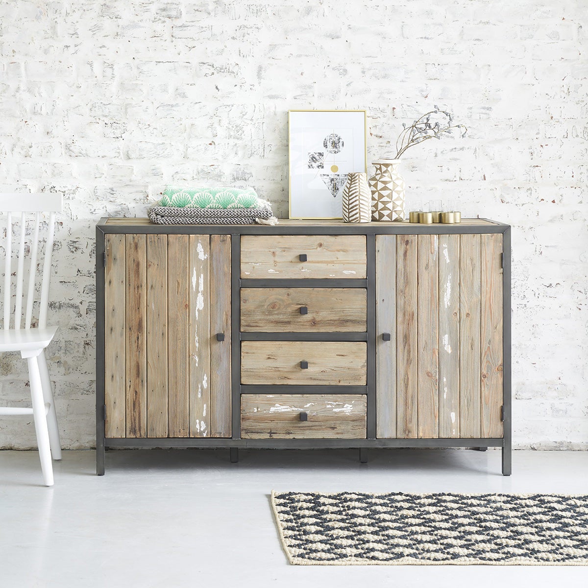 Commode en pin recyclé massif 150 cm | Leroy Merlin
