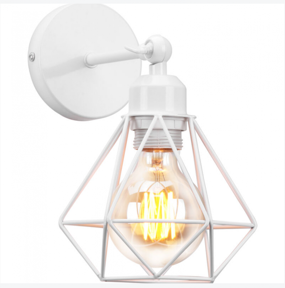 Lampa Ścienna Wewnętrzna Lumianire Obrót o 180 Stopni E27 Lampa Klatka Metalowa Biała 1 sztuka