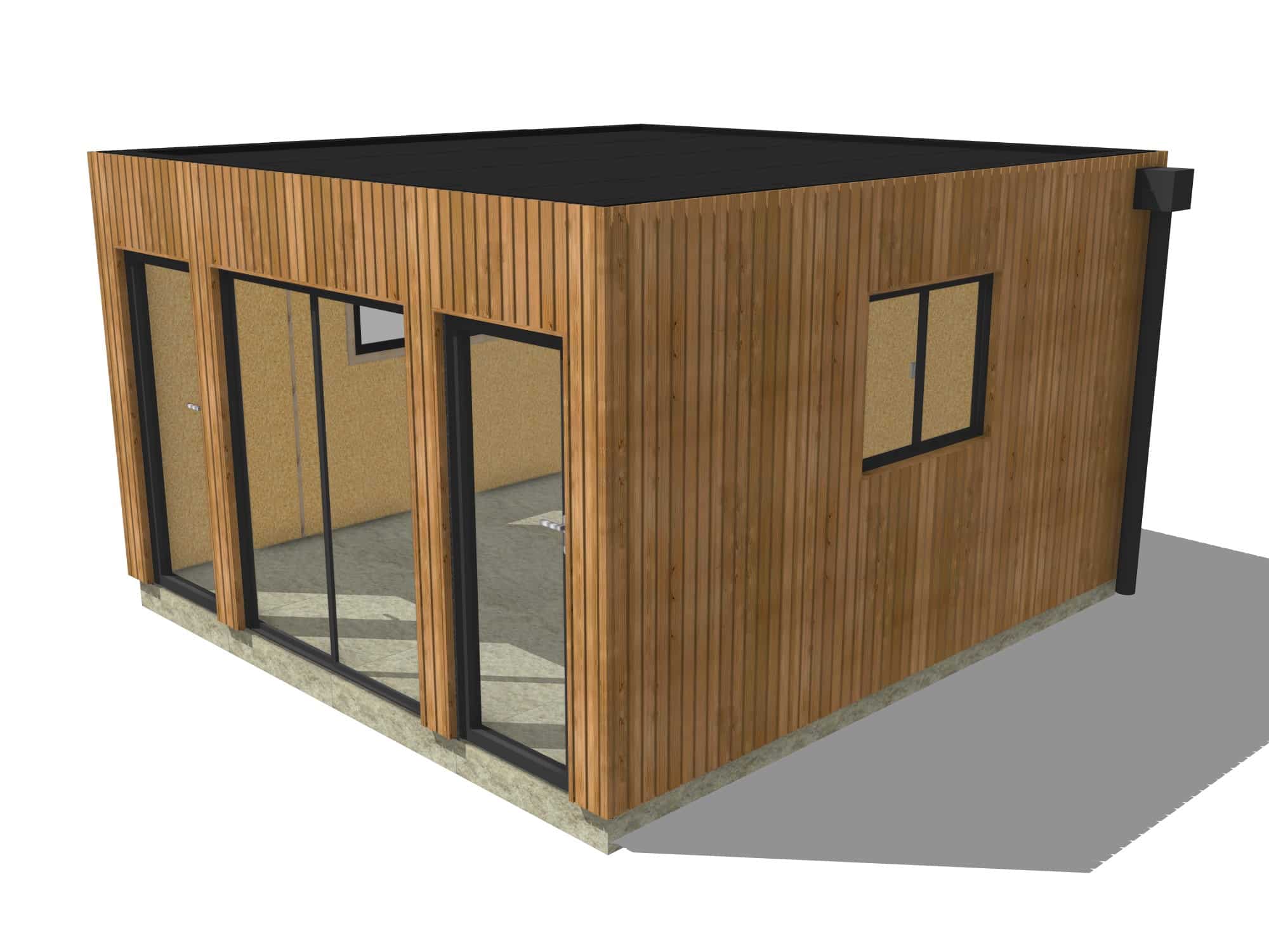 Studio de jardin Airbnb en bois 4,4 x 4,6 x 2,7 m / menuiseries alu k-line - 2