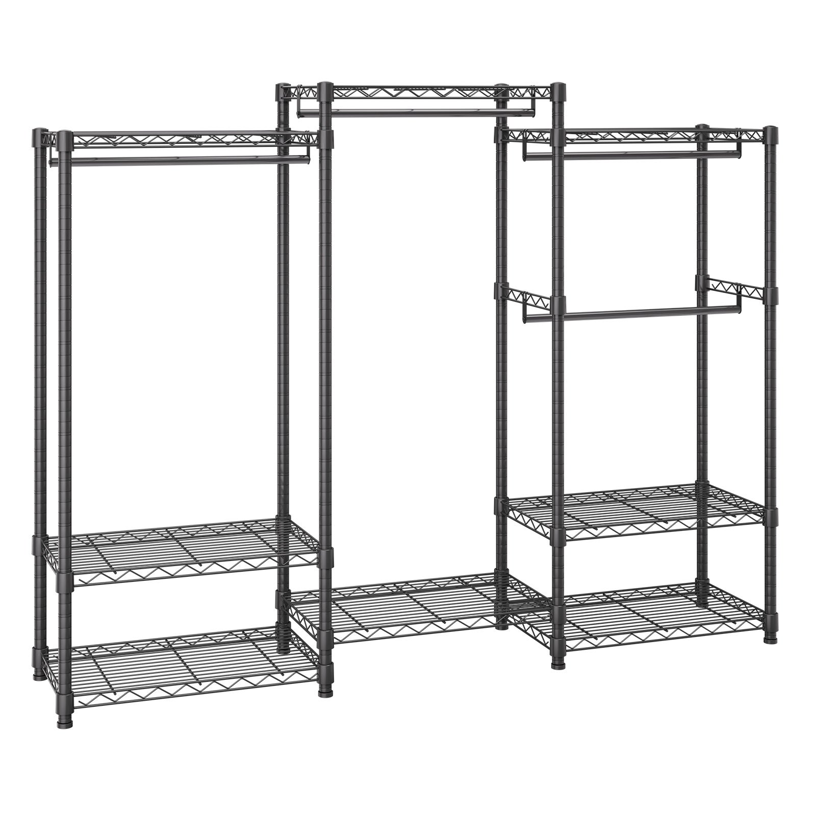 Portant à vêtements robuste SucceBuy d'une capacité de 800 lb, 4 tringles de suspension et 8 niveaux de rangement, porte-vêtements roulant - 3