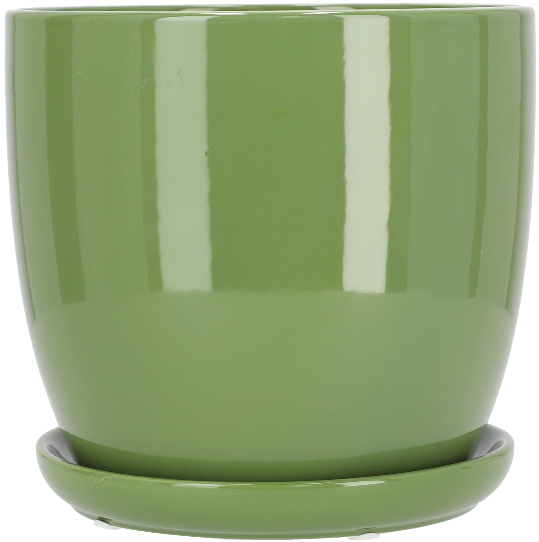 Doniczka donica osłonka ceramiczna z podstawką zielona ⌀20 cm - 2 szt. - KOTARBAU - 7