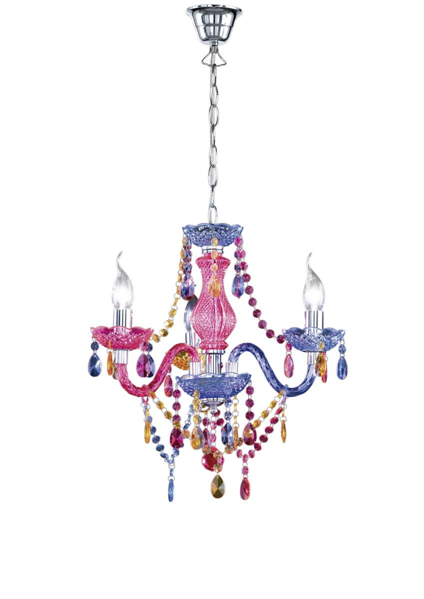 Lampa wisząca Lüster wielokolorowy 3xE14x40W kryształowa wym: 150 x 46 x 46 cm kryształ RL