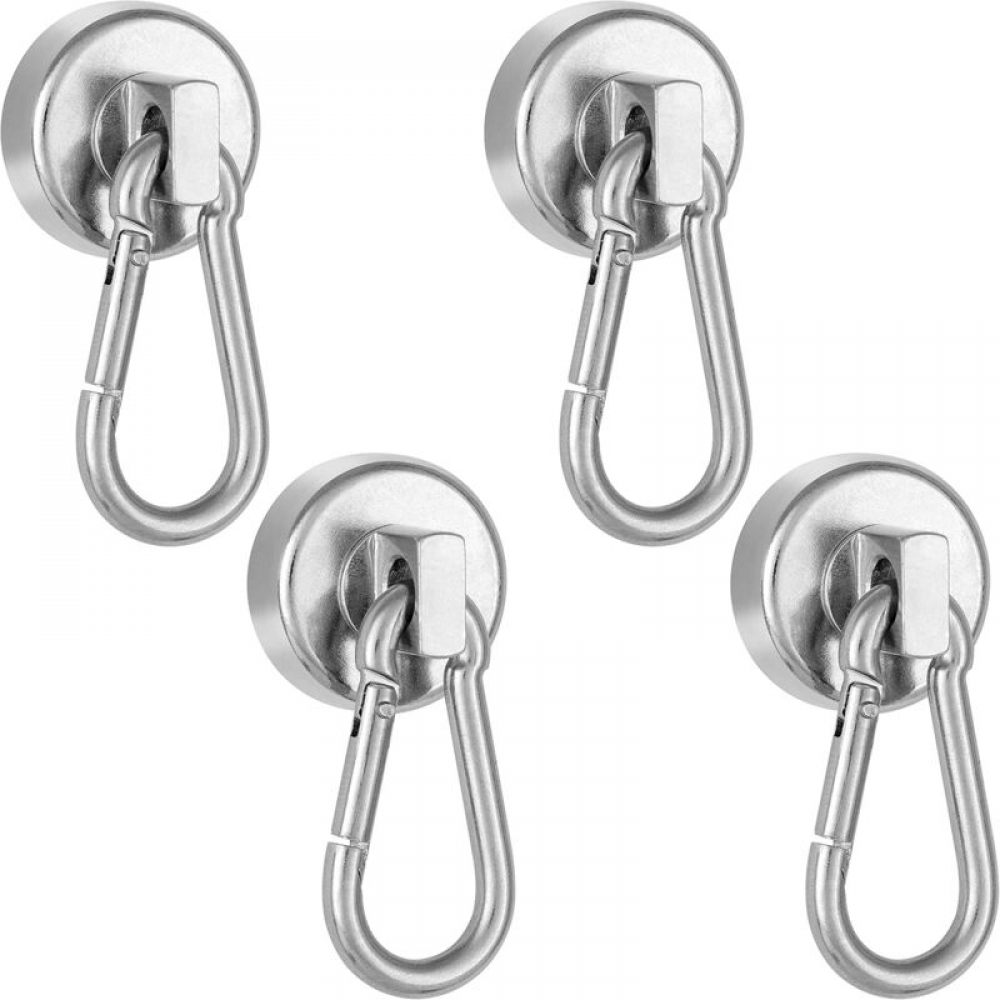 Mocny karabińczyk magnetyczny, 4 magnesy neodymowe (siła trzymania 22 kg) z obrotowym hakiem 25 mm