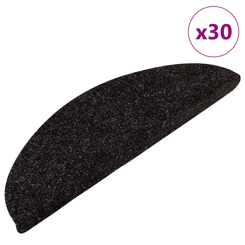 Maison exclusive - alfombrilla autoadhesiva escalera 30 uds negro 56x17x3 cm