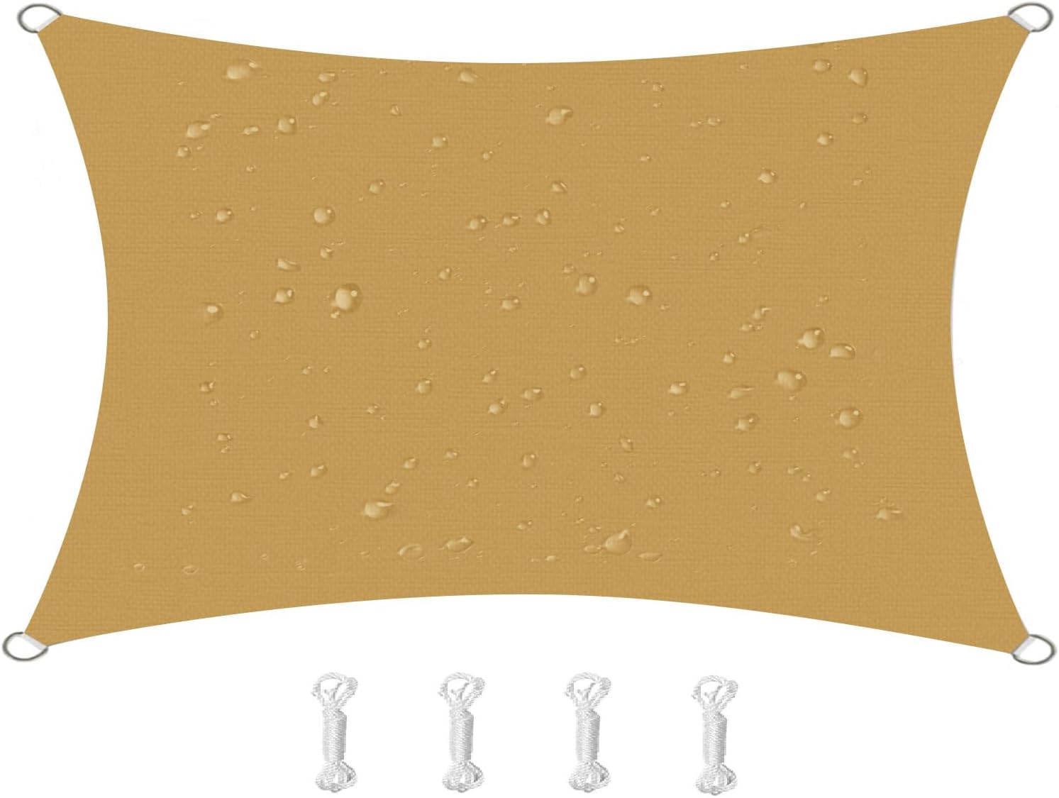 Żagiel przeciwsłoneczny prostokątny, wodoodporny, wiatroszczelny, odporny na promieniowanie UV, odpowiedni na patio, do ogrodu, na taras, 2x4m, piask