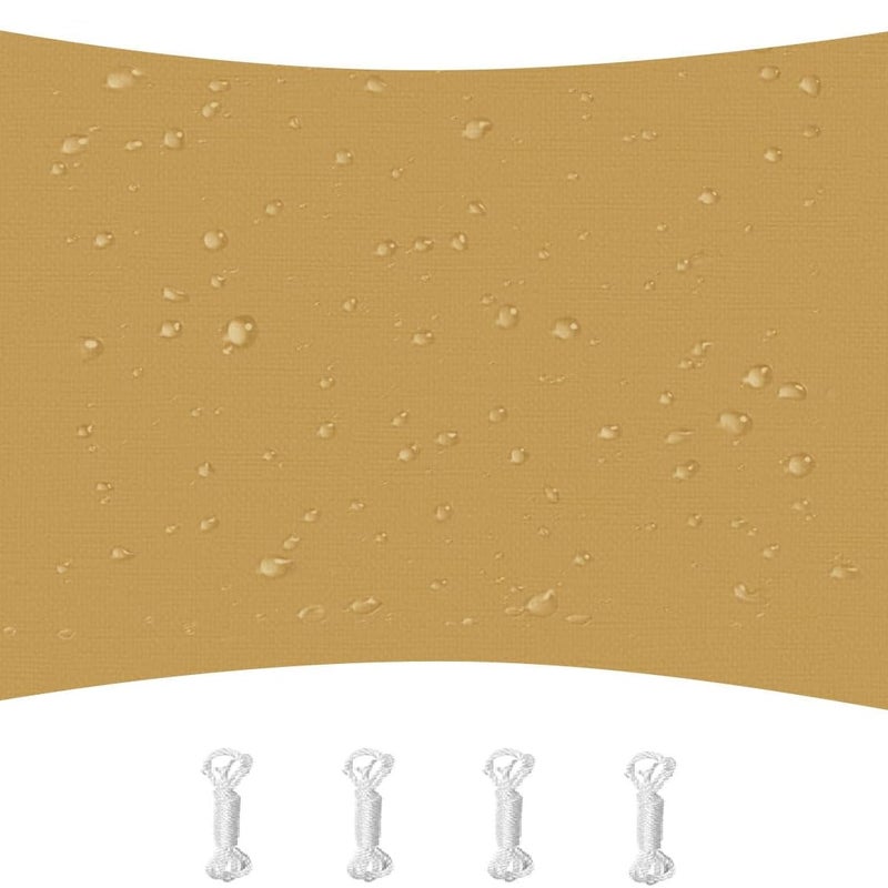 Żagiel przeciwsłoneczny prostokątny, wodoodporny, wiatroszczelny i odporny na promieniowanie UV na patio, do ogrodu, na pokład, 2x3 m (piaskowo-żółty