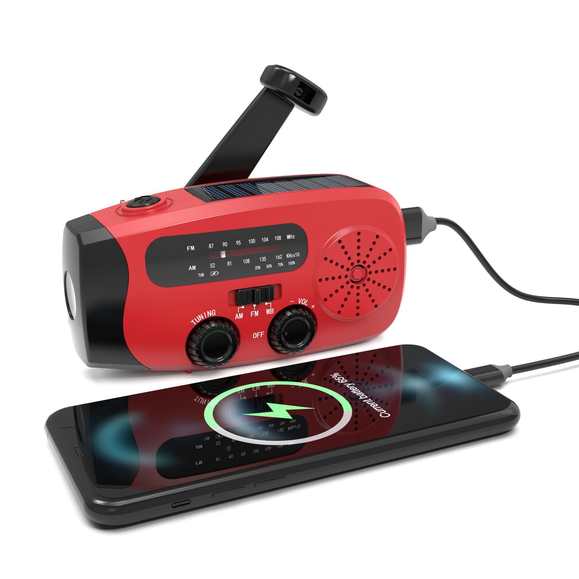 Radio D'Urgence, Radio À Manivelle Solaire Radio Météo Portable Avec