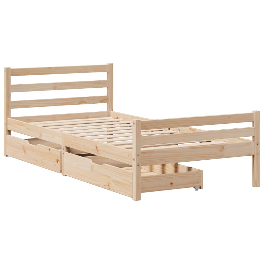 Lit Adulte | Lit simple | Cadre de lit sans matelas 100x200 cm bois massif de pin CFW83426 - 3
