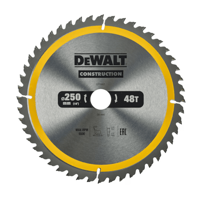 DEWALT DT1957-QZ - Hoja para sierra circular estacionaria 250x30mm 24D ATB +10°