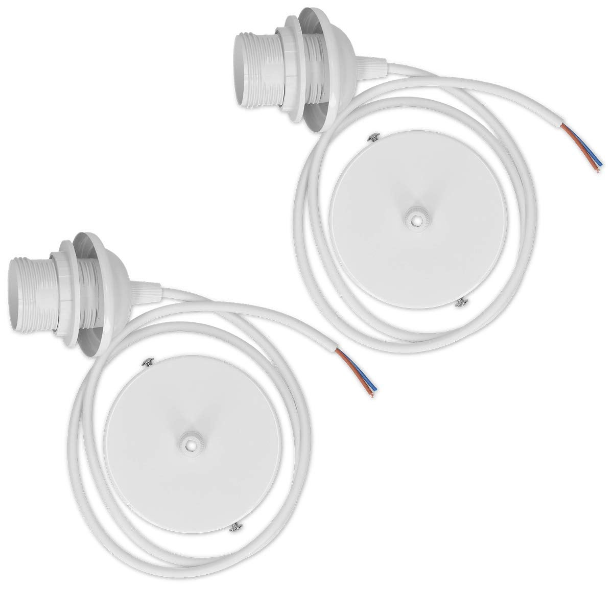 Kabel do lampy - Kabel z białą oprawką E27 i pierścieniem mocującym - Zawieszenie sufitowe