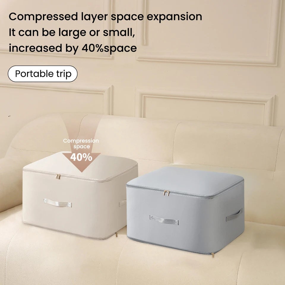 Organiseur auto-compressant ultra peu encombrant, sacs de rangement portables pour couettes et vêtements (abricot, 52 x 42 x 60 cm) - 7