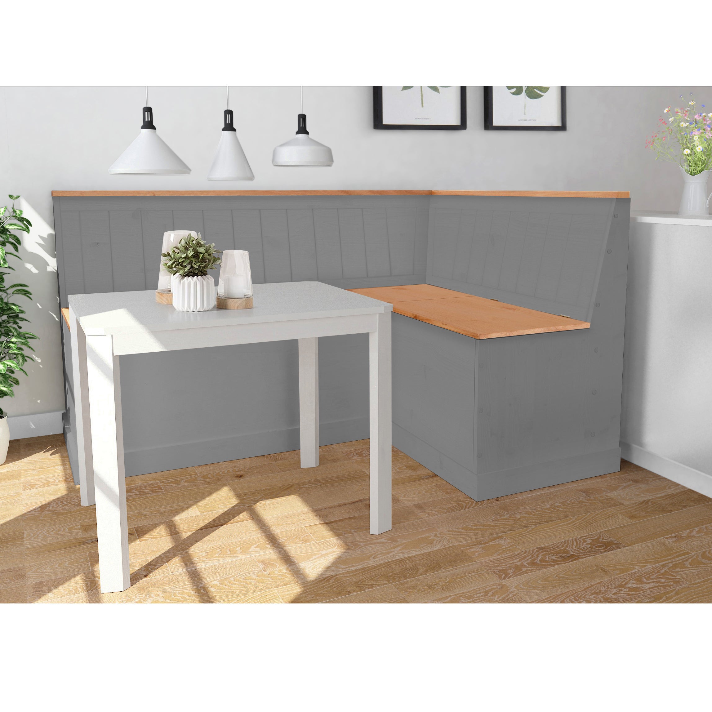 Loft24 Sara Banc d'angle en pin gris teinté à la cire - 2