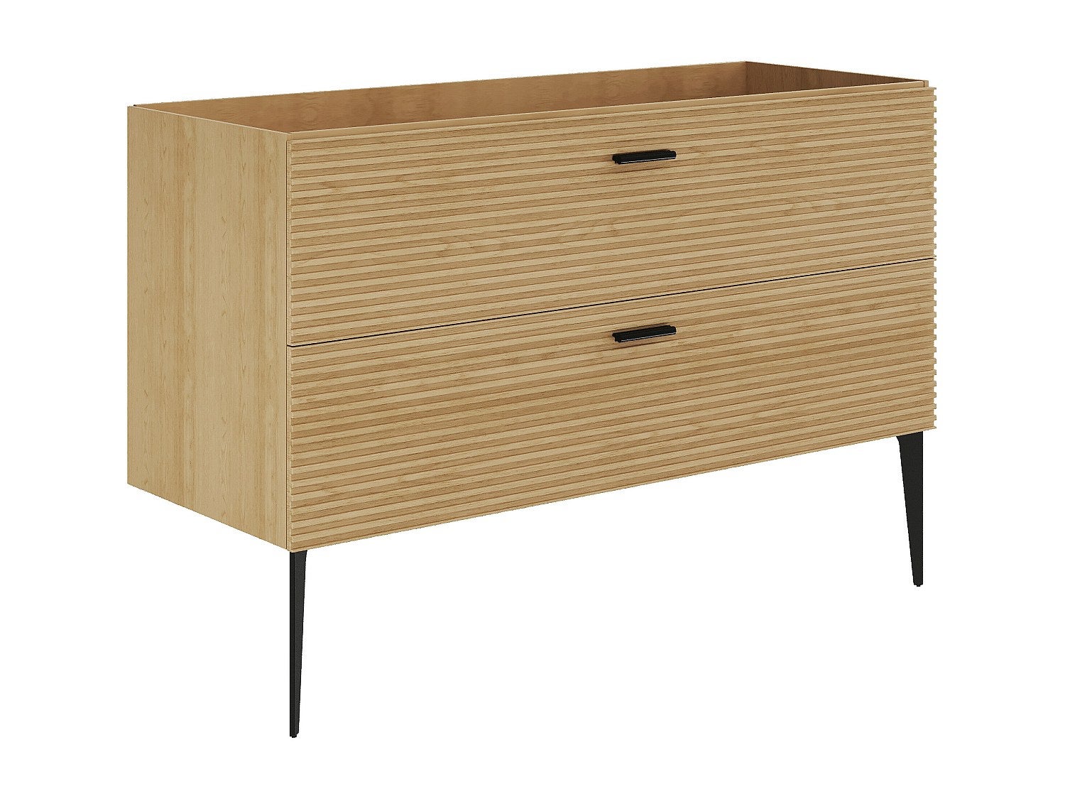 Szafka pod umywalkę z prążkowanym wzorem na nóżkach - 2 szuflady - Jasny naturalny - 120 cm - SARONE