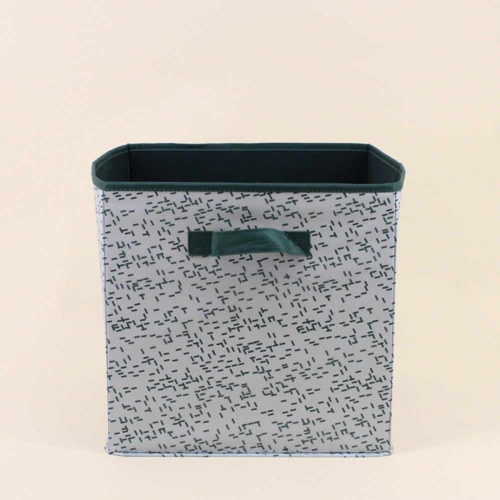 Cube de rangement en tissu blanc imprimé vert 31cm | Leroy Merlin