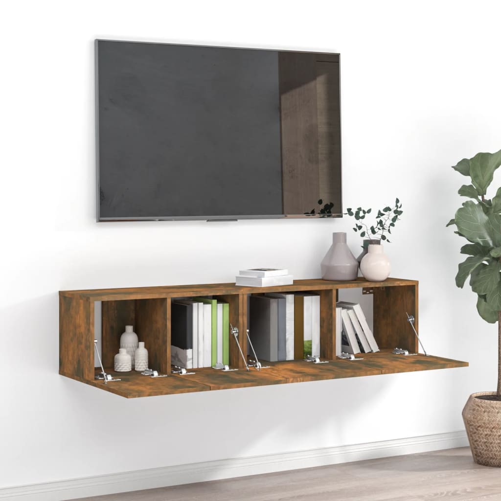 VidaXL Mobile TV In Rovere Fumo, 103x38x46,5 Cm, Legno Multistrato E Acciaio, Stile Industriale