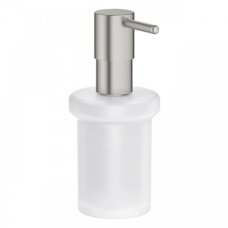 Dozator sapun Grohe 40394DC1, Essentials, pe suport, 160 ml, sticla/metal, mat, otel satinat