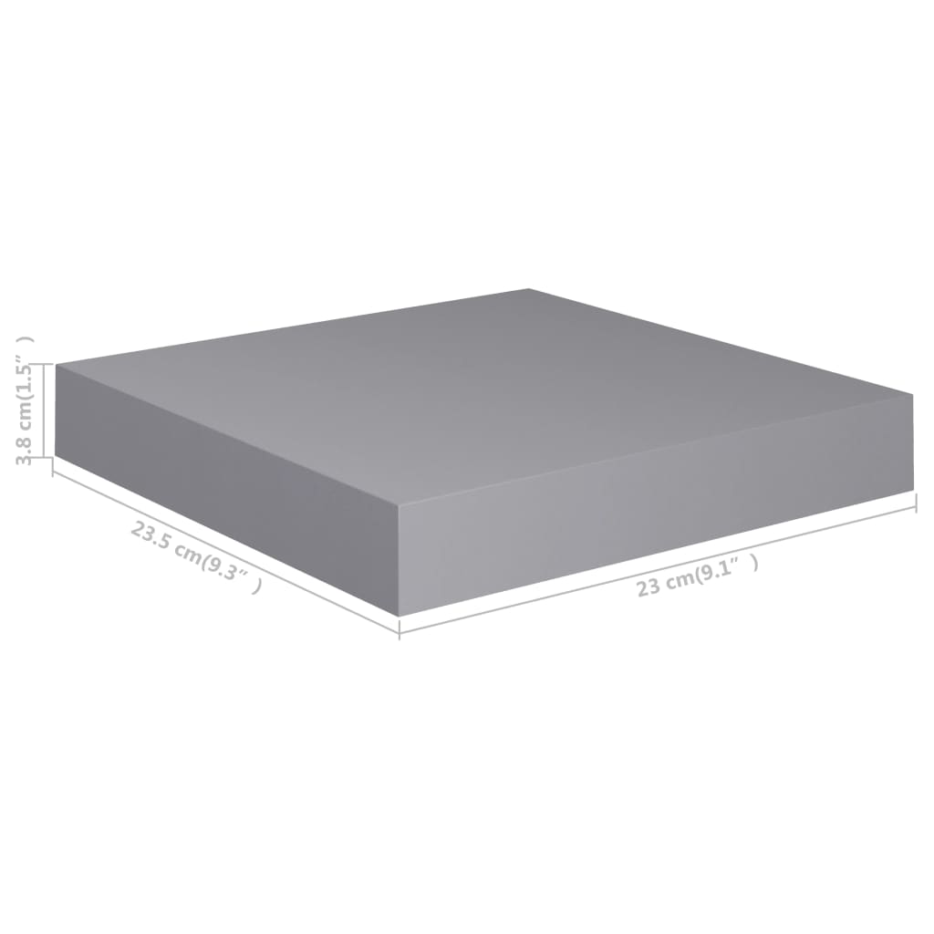 étagères murales flottantes 2 pcs gris 23x23,5x3,8 cm MDF - 8