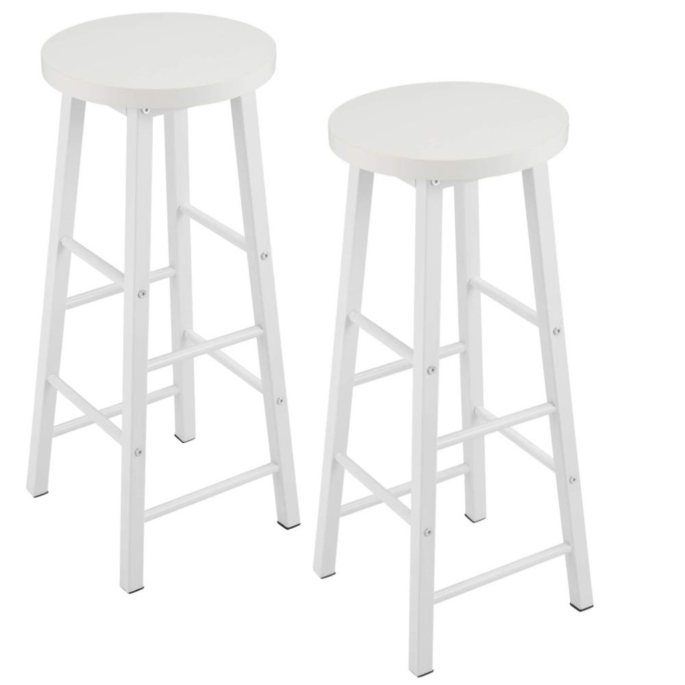 Lot De 2 Tabourets De Bar WOLTU - Structure Acier Stable, Siège MDF Chêne Clair - Idéal Cuisine Et Bistrot