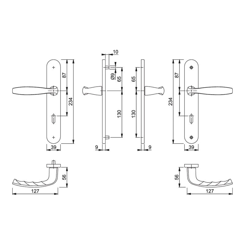 Ensemble de porte sur plaque New york Clé i PZ anodisé argent F1 HOPPE - 1810/300M - entr.195mm - 3281936 - 3