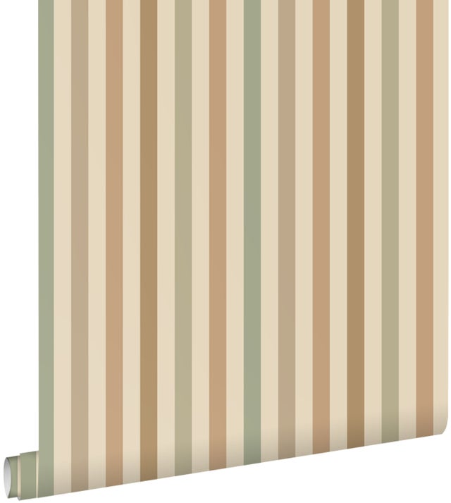 Tapeta paski zielonymIbrązowym - 50 x 900 cm - ESTAHOME