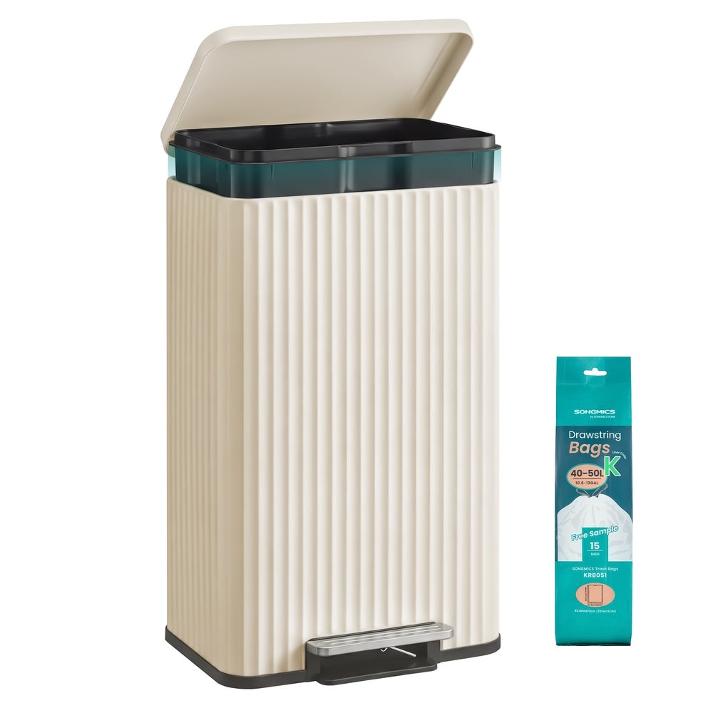 Songmics Cubo De Basura De Acero, 50 L, Con Pedal, Cierre Suave - Imagen 3