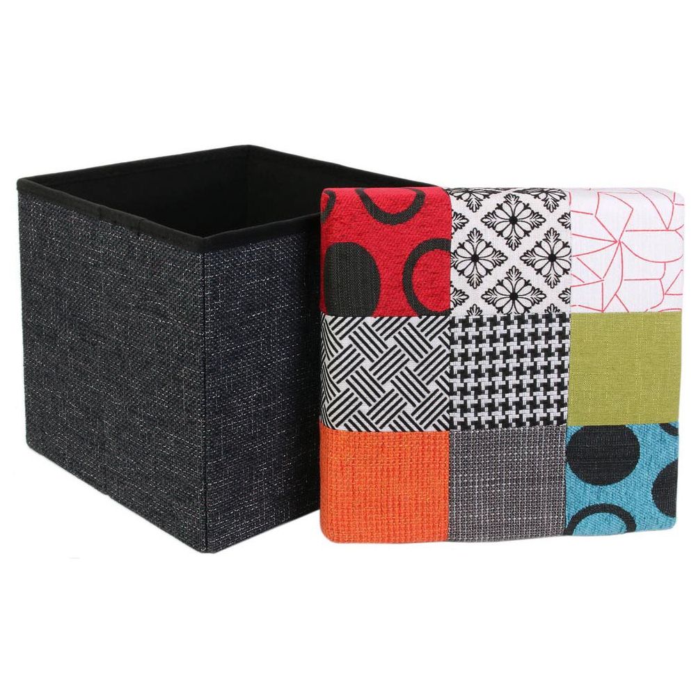 Pouf pliable coffre de rangement Patchwork - 9