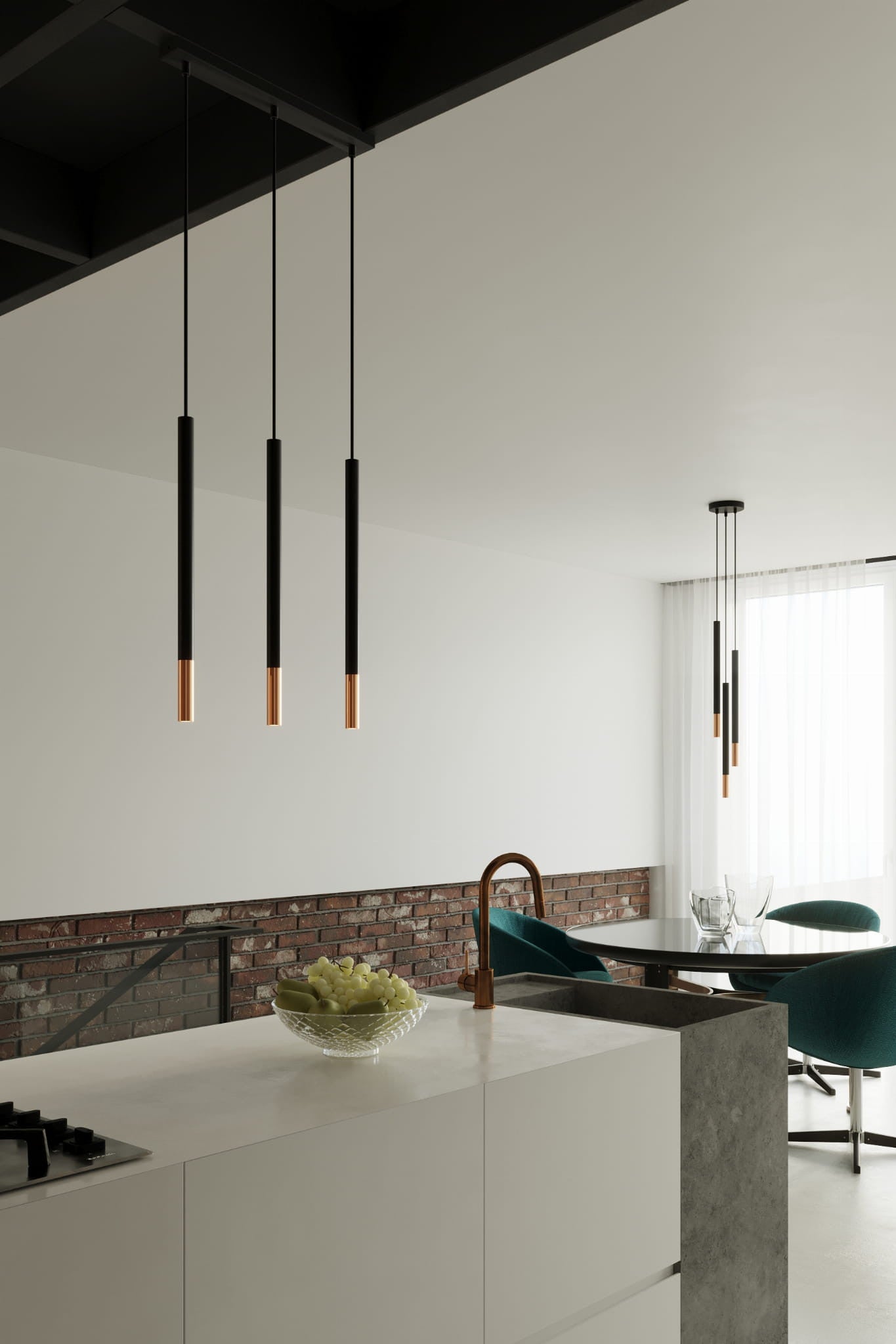 Lampa wisząca Mozaica czarno-miedziana 1xG9x12W punktowa tuba wym: 100 x 8 x 8 cm metal Sollux Lighting - 8