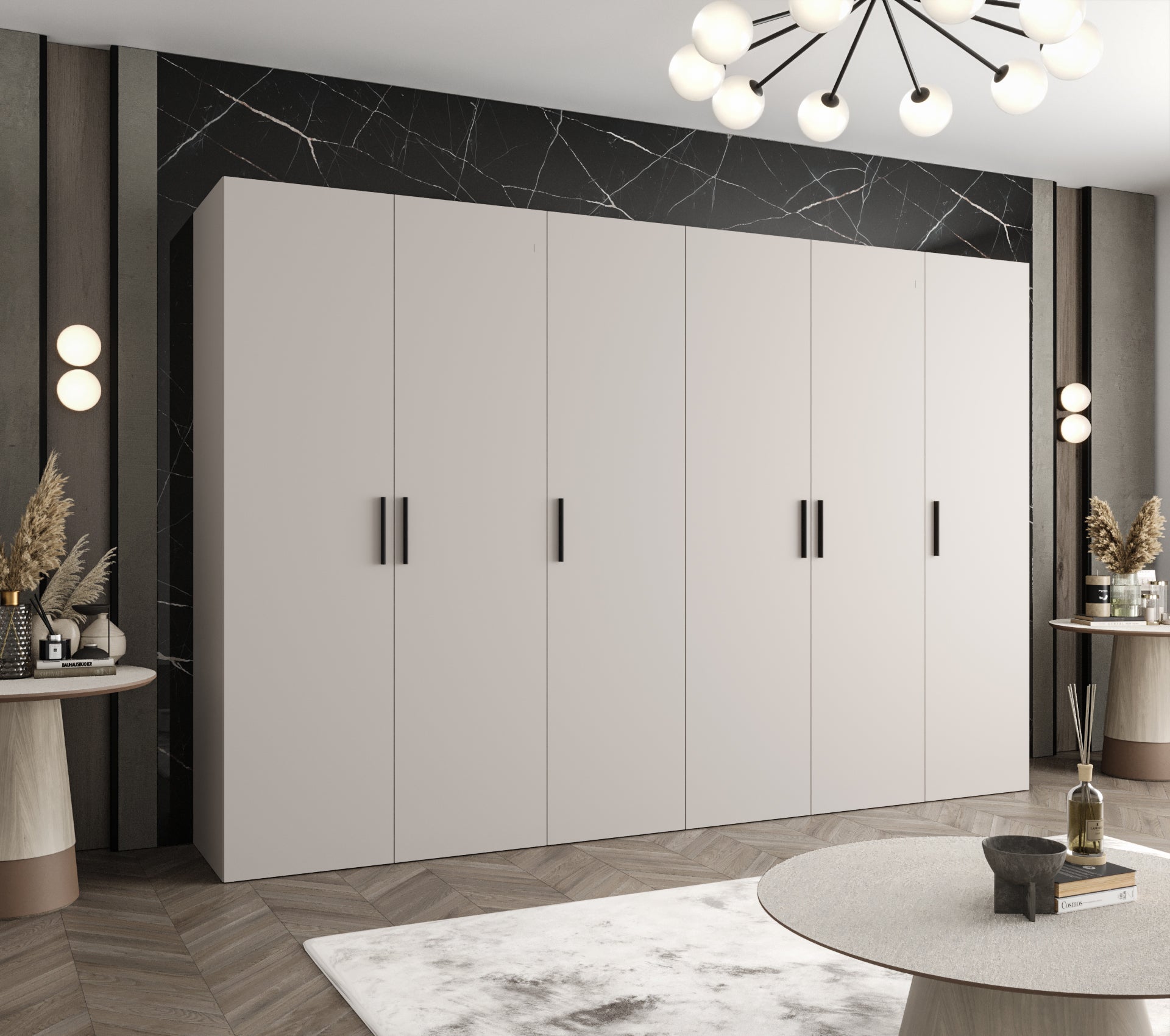Szafa uchylna otwierana Bari 1 300 x 52 x 202 cm kaszmir + u. czarny Abiks Meble - 2