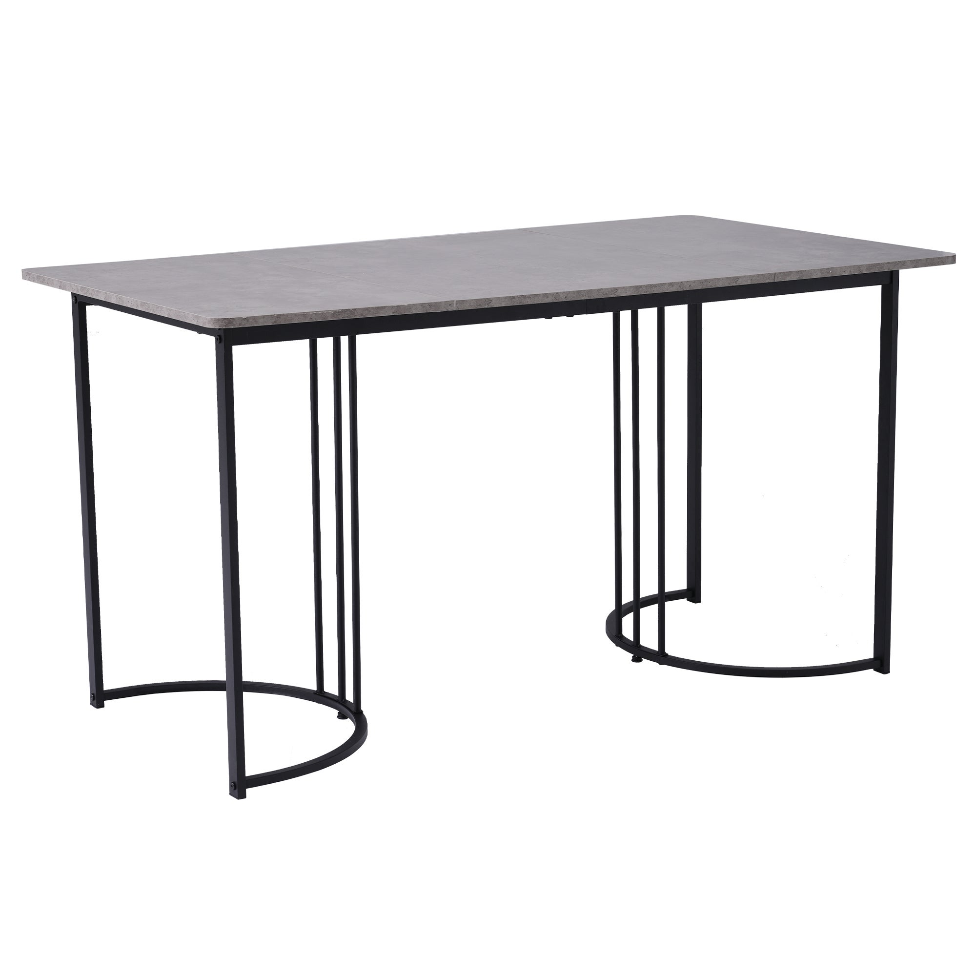 Table à manger 140 x 80 cm rectangulaire avec pieds réglables - en métal - gris - 8
