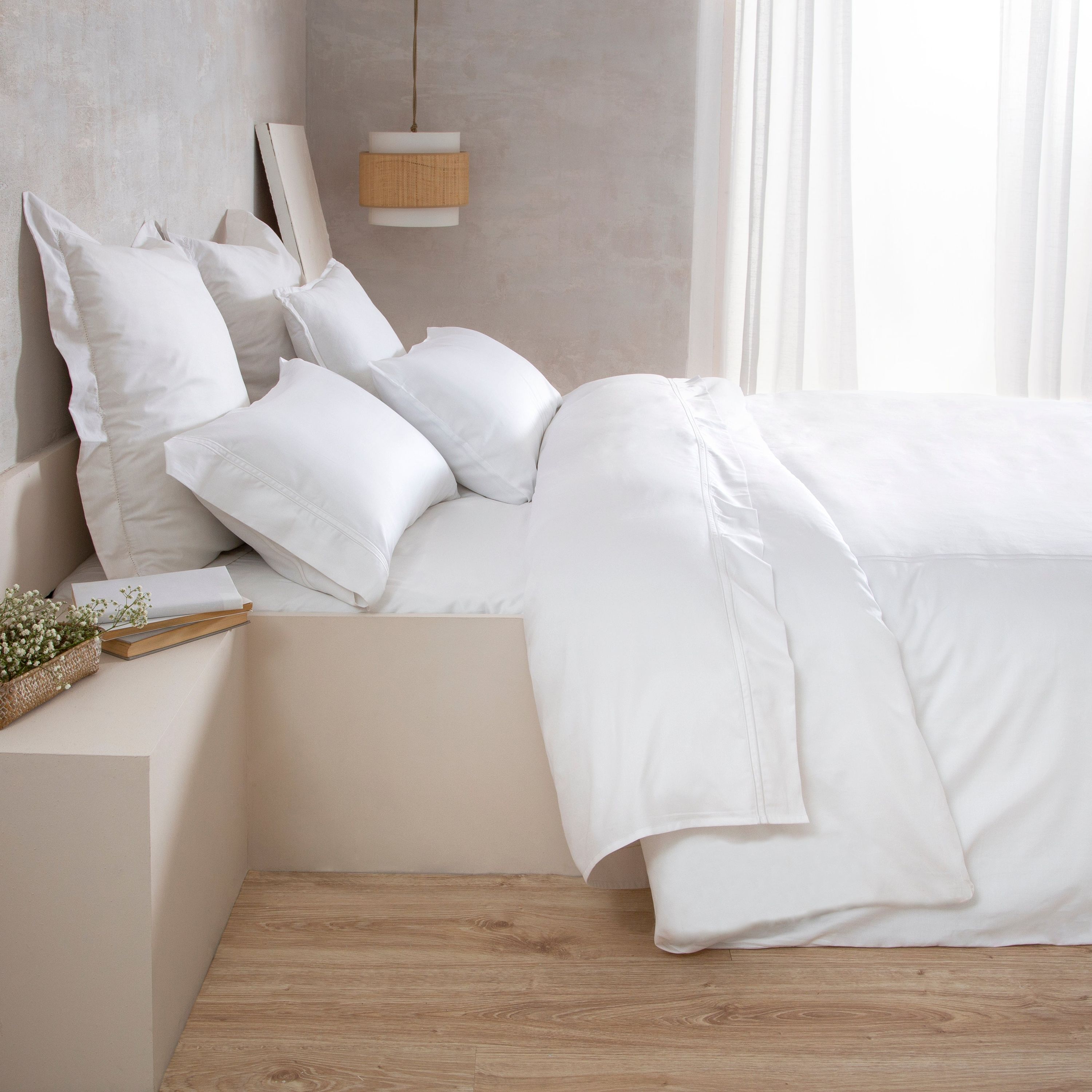 Housse de couette INSPIRE Bordón en coton égyptien 300 fils blanc pour lit de 135 cm - 2