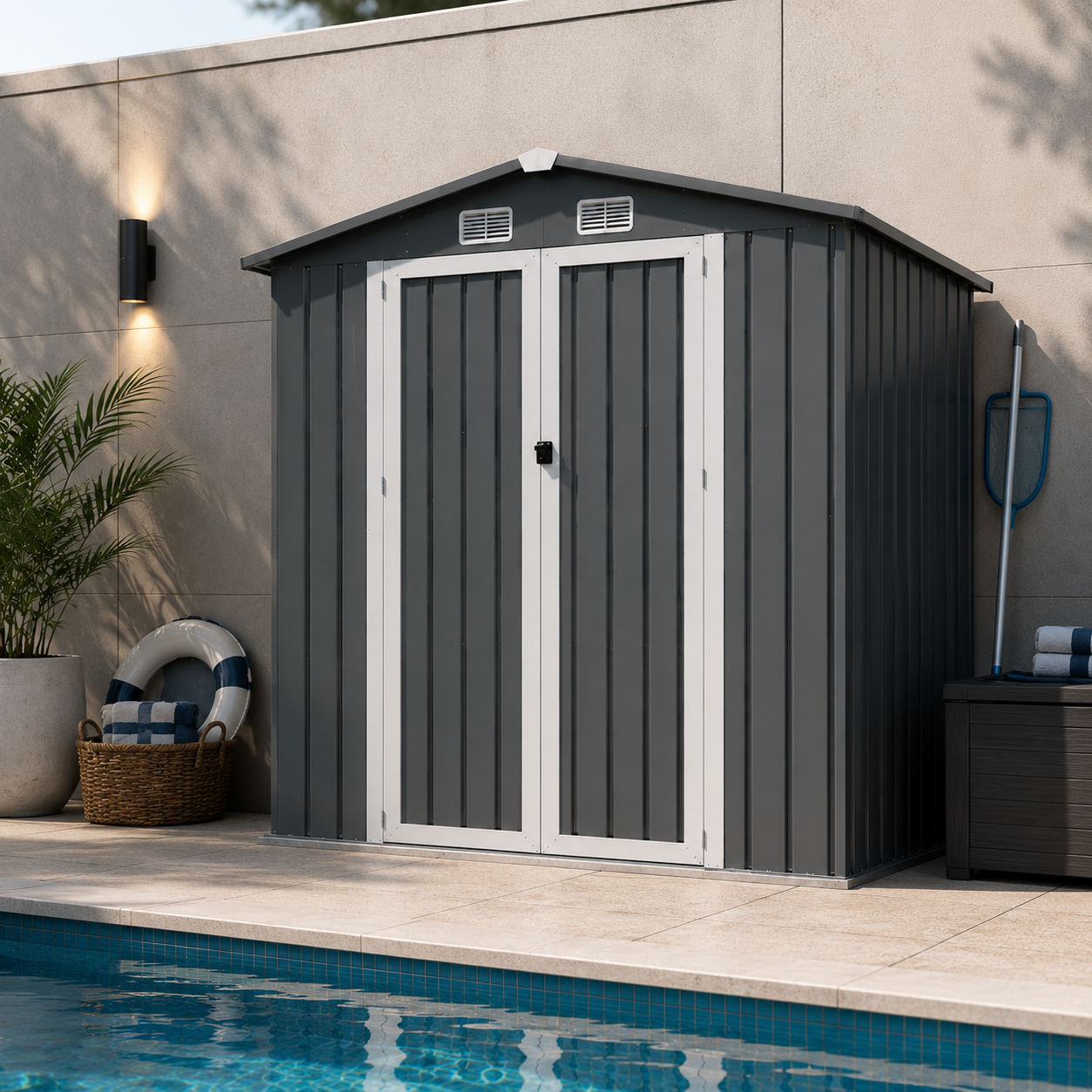 Caseta Metálica Exterior Con Puertas Dobles Abatibles 267,5 × 199 × 197 cm - 2