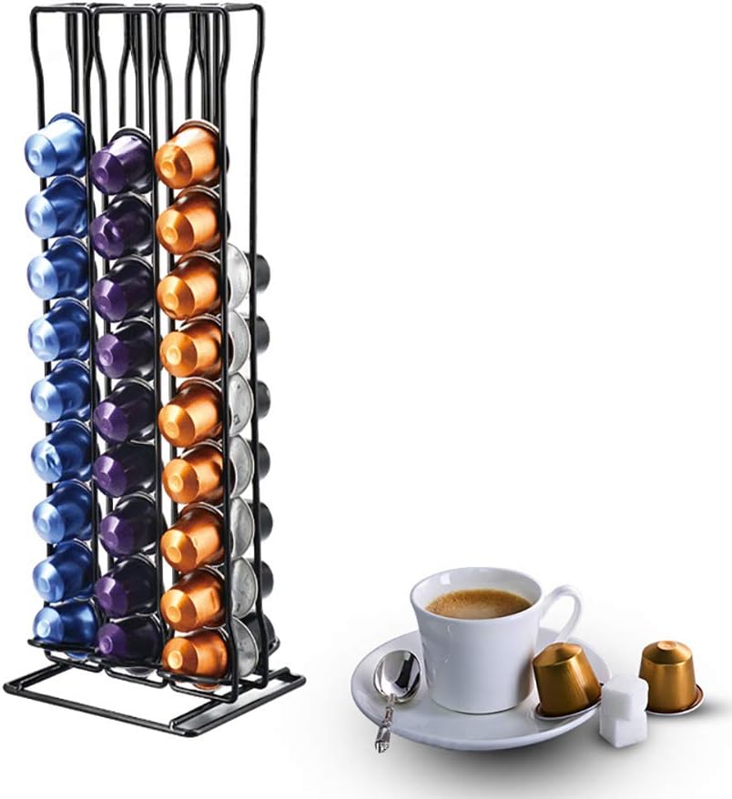 Pojemnik na kapsułki Nespresso na 60 sztuk, stojak-dystrybutor na kapsułki Original, czarny pojemnik na kapsułki do biura lub kuchni