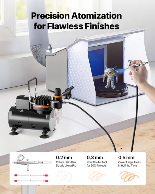 Nero. Aerografo Con Ricarica USB. Il Primo Portatile Con Compressore E Batteria Integrata - Foto 5