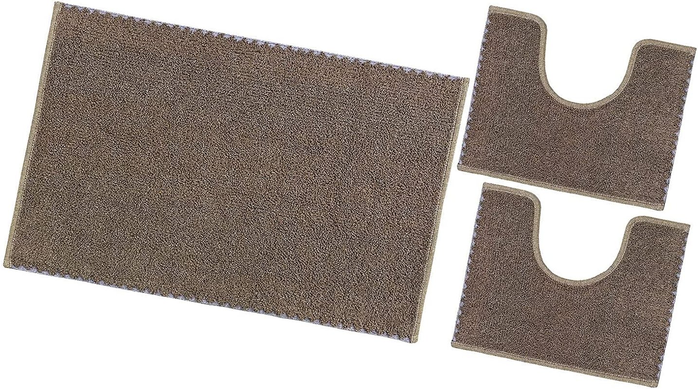 Dywanik łazienkowy Zestaw 3 sztuk Czysta Bawełna Miękki Nadaje się do prania 100% Wyprodukowano We Włoszech Brązowy