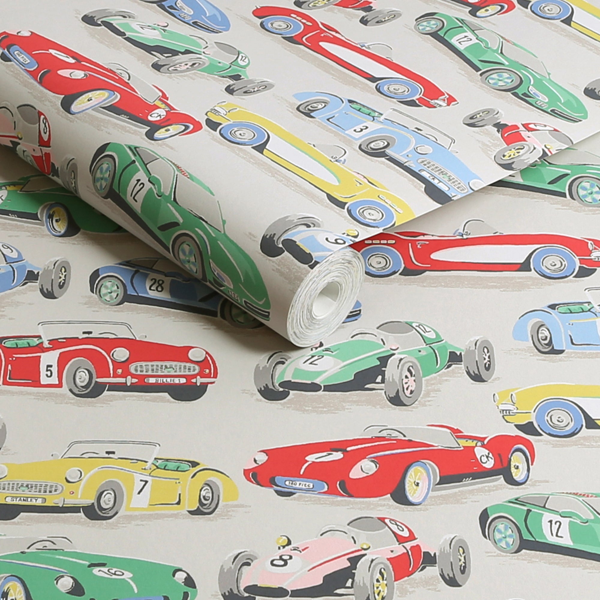 Cath Kidston Tapeta filzelinowa VINTAGE CARS wielokolorowy 10 m x 52 cm
