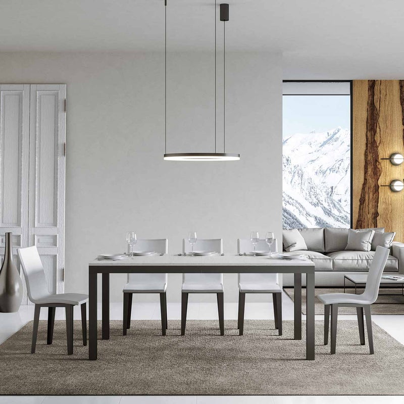 Stół rozkładany 90x160/420 cm Everyday Evolution Biały Jesion Stelaż Antracyt