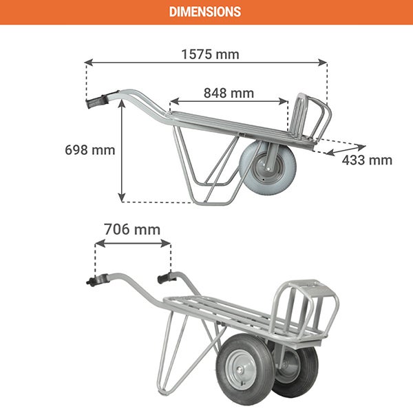 Brouette pour chantier renforcée - Roues increvables - 250 kg - 13556 - 2