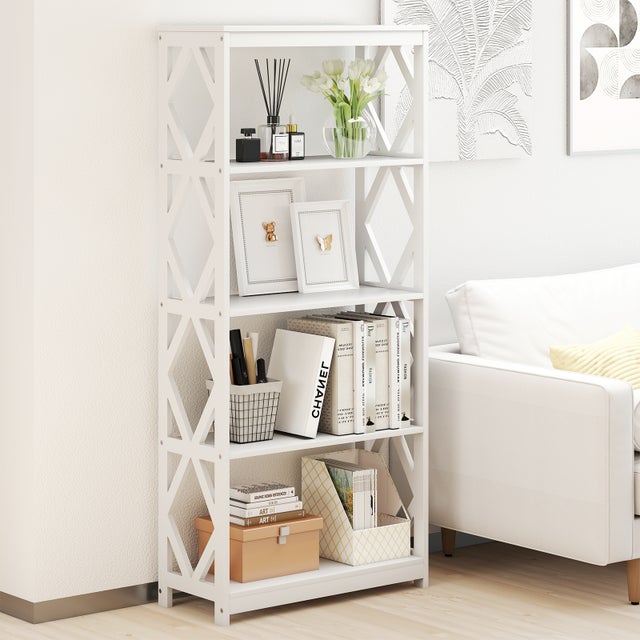 Biblioteka z 5 Poziomami 70 x 30 x 155 cm, Nowoczesna Półka na Książki z Zestawem Przeciwprzewracającym, Szafka do Przechowywania do Biura, Salonu