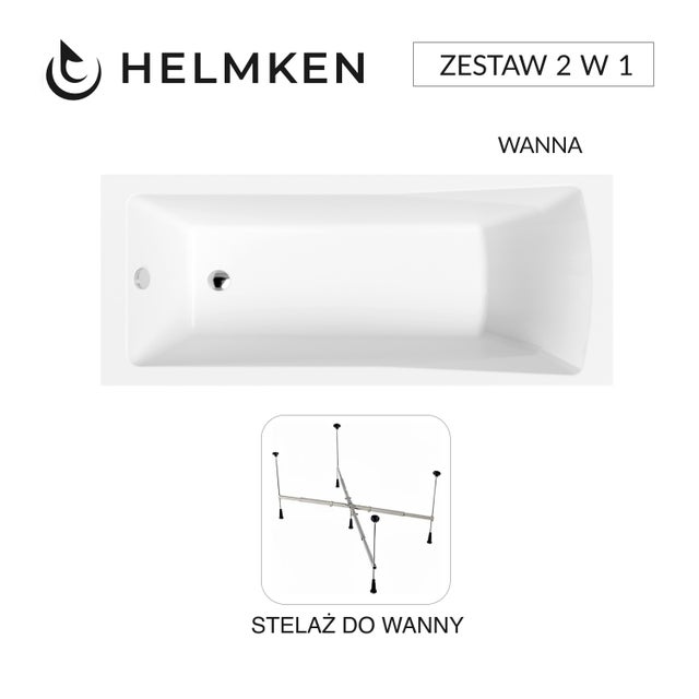 Wanna akrylowa Helmken Aurora 150x70 + Stelaż uniwersalny do wanien Helmken 21230020 / 35010050-2S