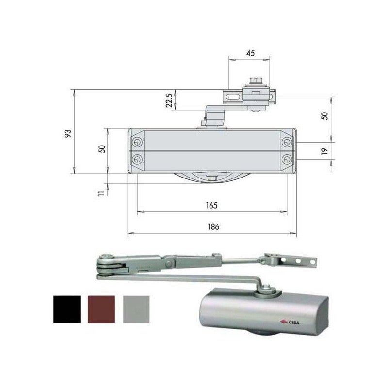 Chiudiporta Automatico In Alluminio - Regolabile, Per Porte Fino 40kg, 180mm, Nero - Foto 10