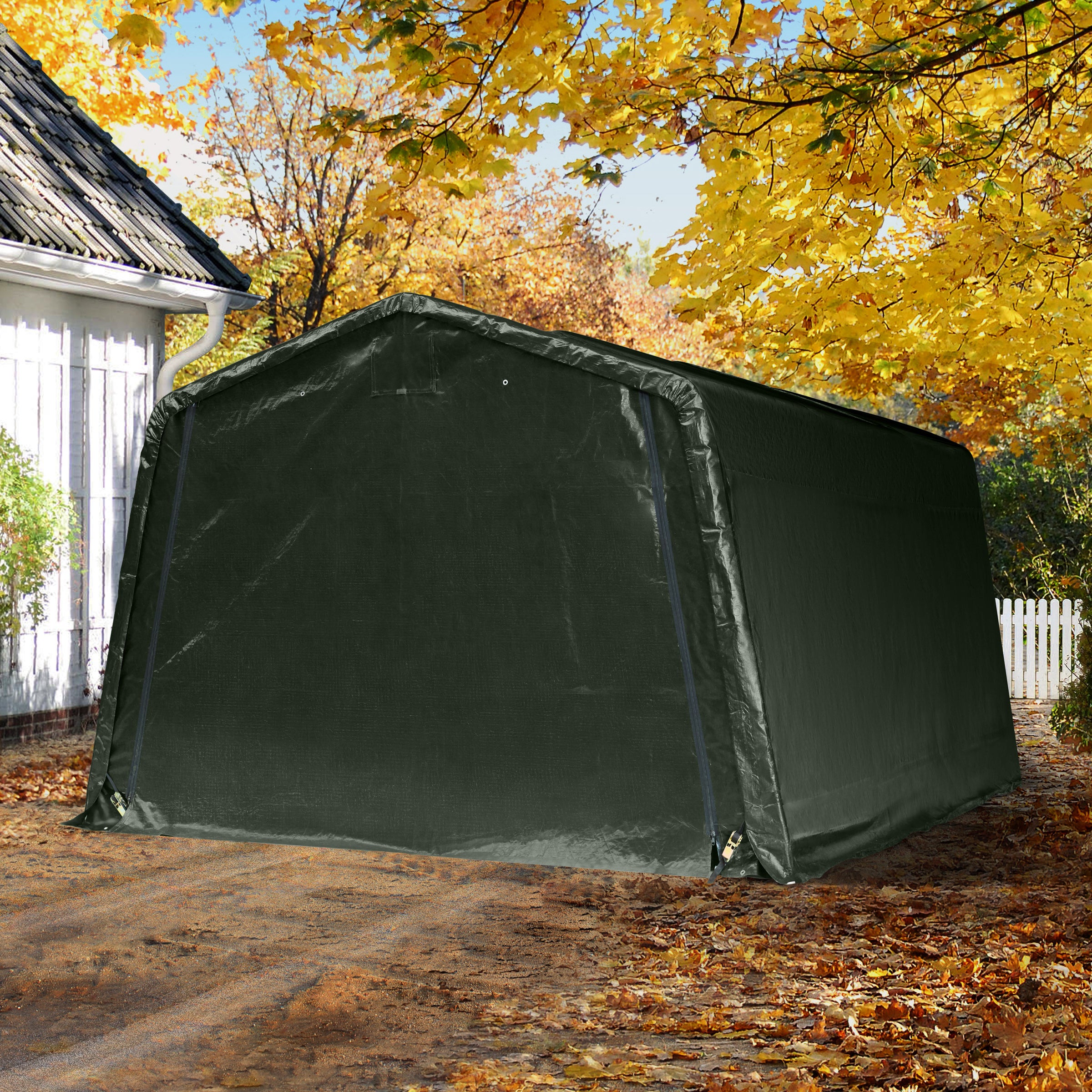 TOOLPORT Abri/Tente Garage Premium 3,3x4,7 m pour Voiture et Bateau - Toile PE 600 N vert - 2