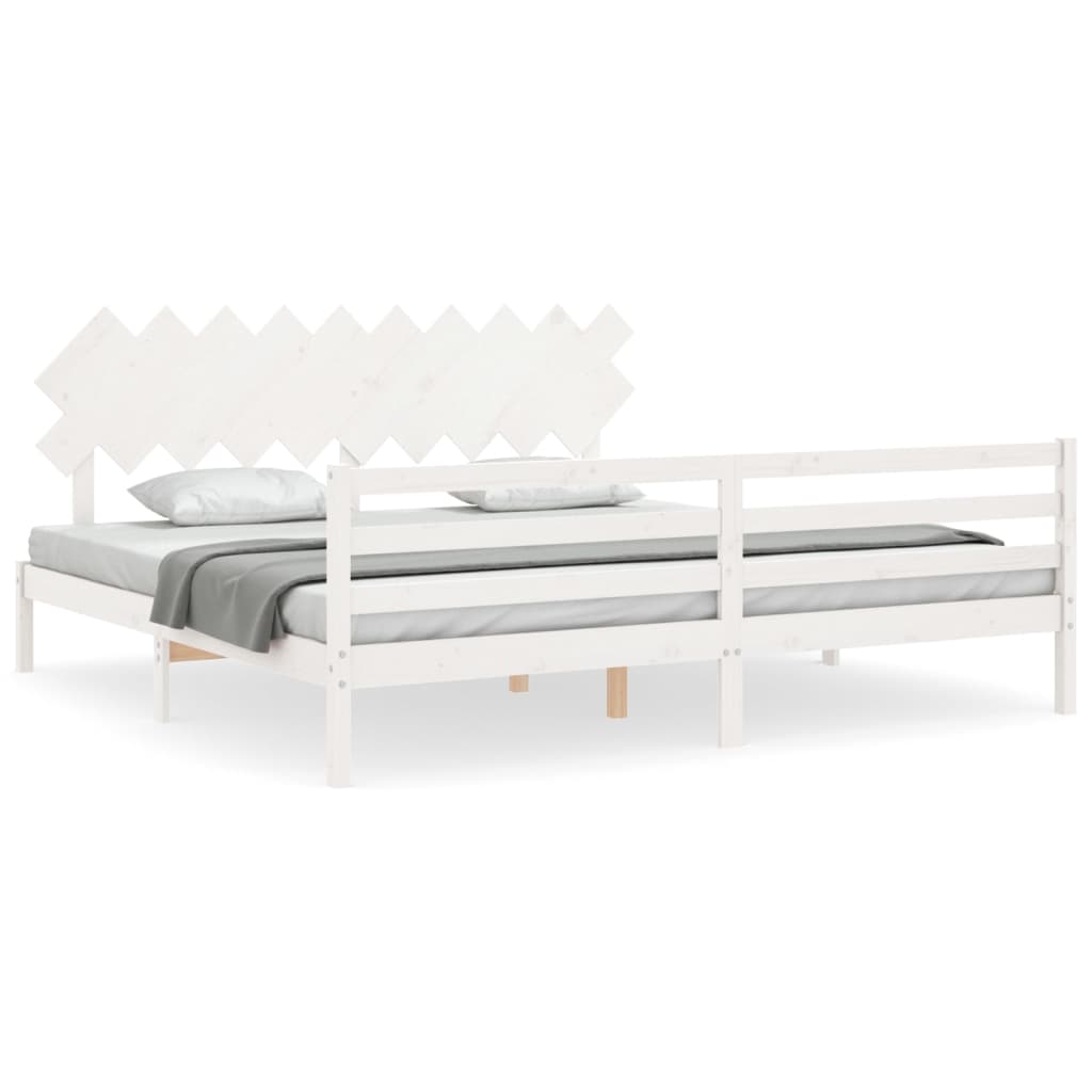 Łóżko Drewniane Białe Rama Łóżka Ze Stelażem Drewniana Łóżko Do Sypialni Pokoju 200x200 cm