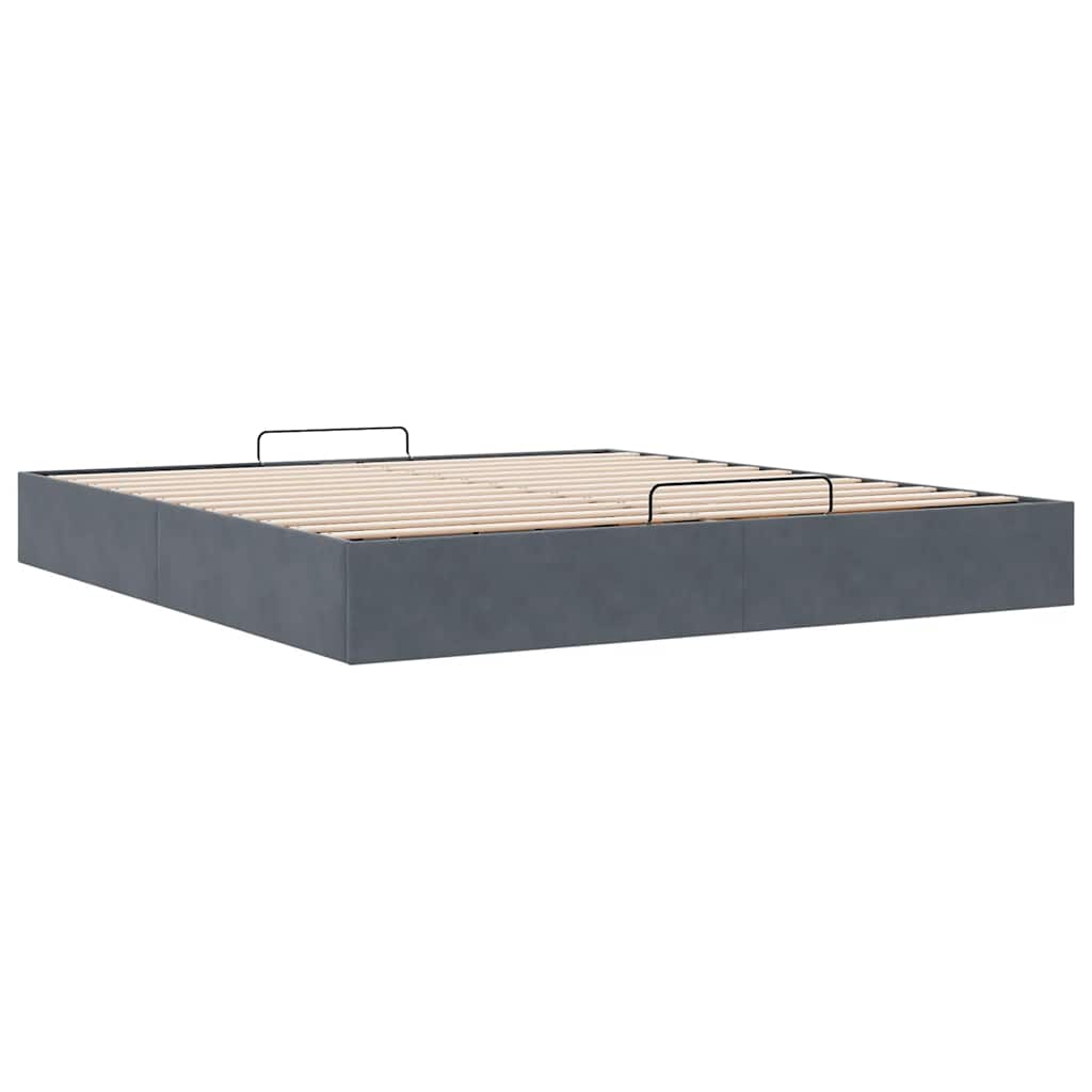 Cadre de lit pouf sans matelas gris foncé 200x200 cm velours - 6